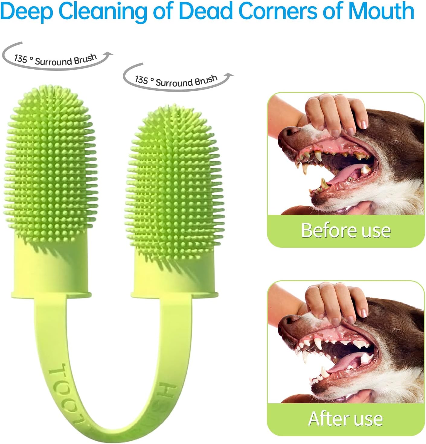 HKM-6806717 Double Finger Dog Toothbrush Kit with 800 Soft Bristles for Effective Pet Dental Care