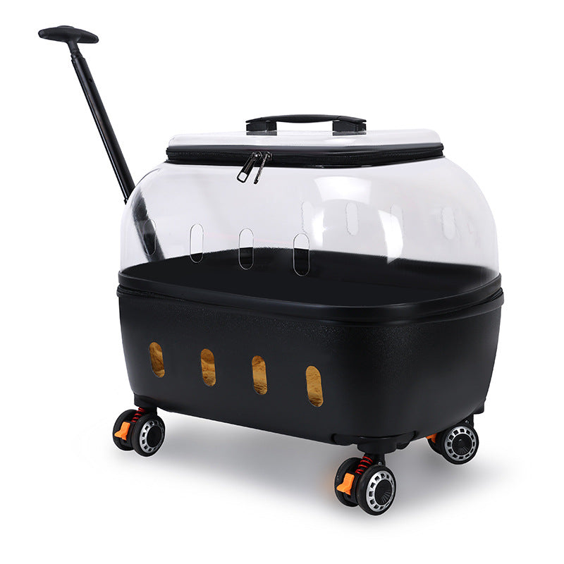 HKM-6807485 Transparent Pet Trolley Bag for Cats and Dogs - Lightweight and Durable Design, Ideal for Travel