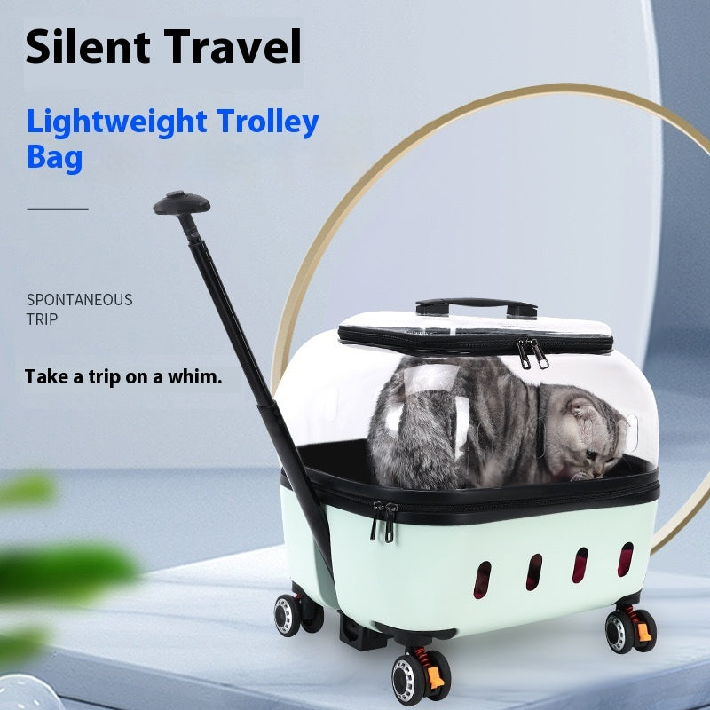 HKM-6807485 Transparent Pet Trolley Bag for Cats and Dogs - Lightweight and Durable Design, Ideal for Travel