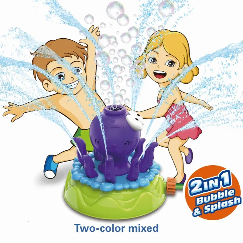 HKM-680851 Cartoon Octopus Water Spray Toy - 360-Degree Rotating Sprinkler for Outdoor Play