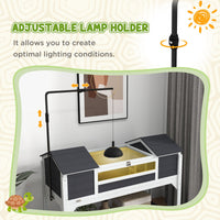 HKM-6808893 Wooden Tortoise Enclosure with Dual Hide Boxes and Adjustable Lamp Holder