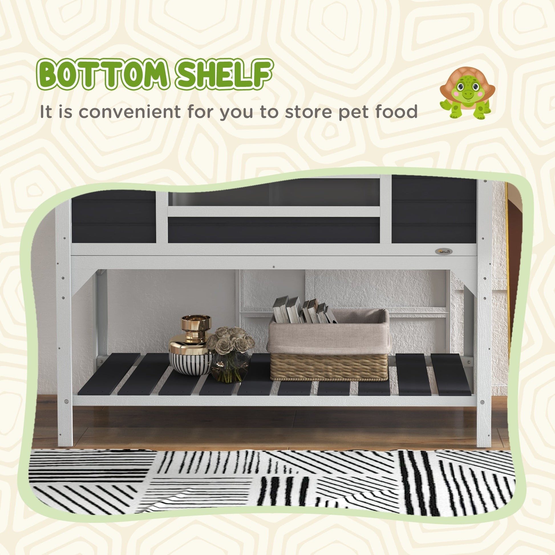 HKM-6808893 Wooden Tortoise Enclosure with Dual Hide Boxes and Adjustable Lamp Holder
