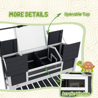 HKM-6808893 Wooden Tortoise Enclosure with Dual Hide Boxes and Adjustable Lamp Holder