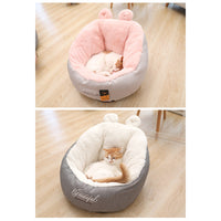 HKM-6809277 Cozy Rabbit Ear Cat & Small Dog House - Soft Cloth Pet Nest in White or Pink