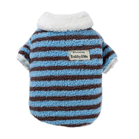 HKM-6809789 Cozy Striped Fleece Pet Shirt for Small Dogs and Cats, Soft Button-Down Sweater for Winter Wear