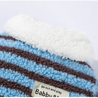 HKM-6809789 Cozy Striped Fleece Pet Shirt for Small Dogs and Cats, Soft Button-Down Sweater for Winter Wear