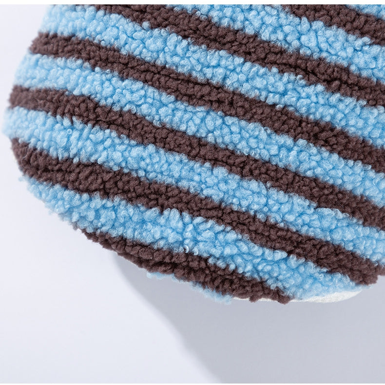 HKM-6809789 Cozy Striped Fleece Pet Shirt for Small Dogs and Cats, Soft Button-Down Sweater for Winter Wear