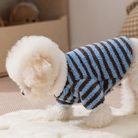 HKM-6809789 Cozy Striped Fleece Pet Shirt for Small Dogs and Cats, Soft Button-Down Sweater for Winter Wear