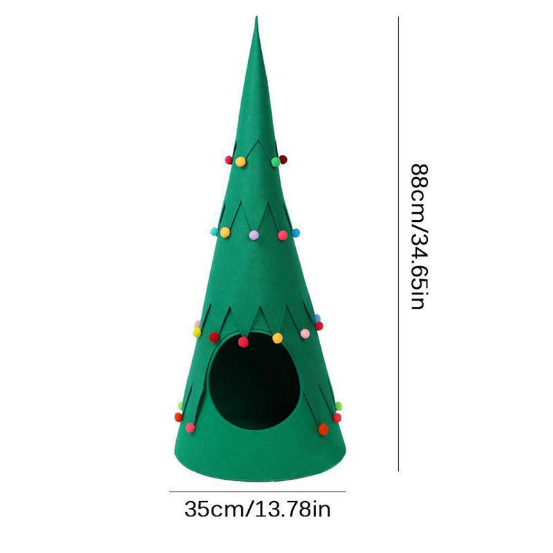 HKM-6810045 Foldable Green Pet Felt Christmas Tent for Cats and Dogs - Semi-Closed Design for All Seasons