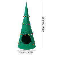 HKM-6810045 Foldable Green Pet Felt Christmas Tent for Cats and Dogs - Semi-Closed Design for All Seasons
