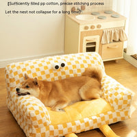 HKM-6810301 Warm Tunnel Pet Bed for Cats - Soft PP Cotton, Multiple Sizes Available in Yellow and Blue