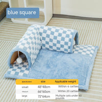 HKM-6810301 Warm Tunnel Pet Bed for Cats - Soft PP Cotton, Multiple Sizes Available in Yellow and Blue