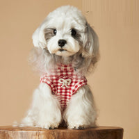HKM-6810813 Casual Red Plaid Sleeveless Vest for Puppies - Maltese and Schnauzer