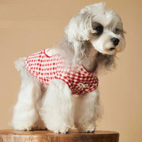 HKM-6810813 Casual Red Plaid Sleeveless Vest for Puppies - Maltese and Schnauzer