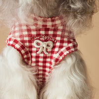 HKM-6810813 Casual Red Plaid Sleeveless Vest for Puppies - Maltese and Schnauzer