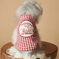 HKM-6810813 Casual Red Plaid Sleeveless Vest for Puppies - Maltese and Schnauzer