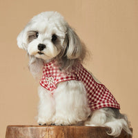HKM-6810813 Casual Red Plaid Sleeveless Vest for Puppies - Maltese and Schnauzer