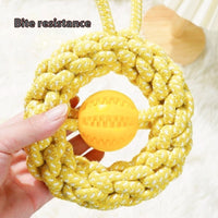HKM-6811837 Durable Yellow Cotton Rope Toy for Pets, 27x14cm