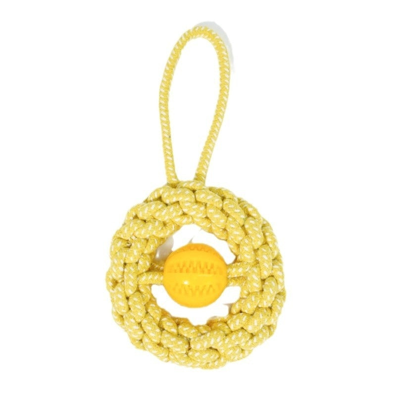 HKM-6811837 Durable Yellow Cotton Rope Toy for Pets, 27x14cm