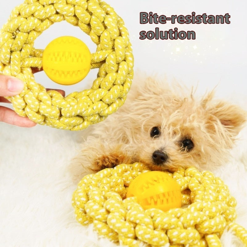 HKM-6811837 Durable Yellow Cotton Rope Toy for Pets, 27x14cm