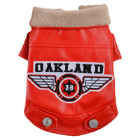HKM-6813373 Waterproof Embroidered PU Pet Clothing in Red and Black - Sizes XS to XXL