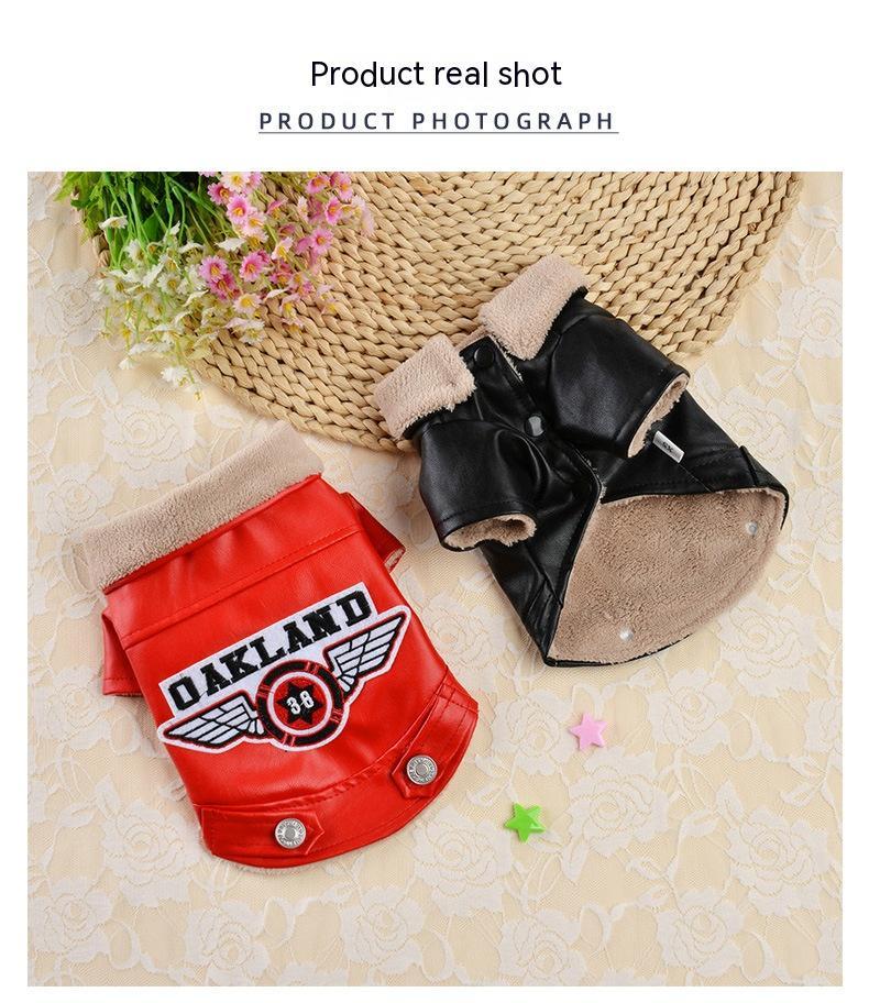 HKM-6813373 Waterproof Embroidered PU Pet Clothing in Red and Black - Sizes XS to XXL