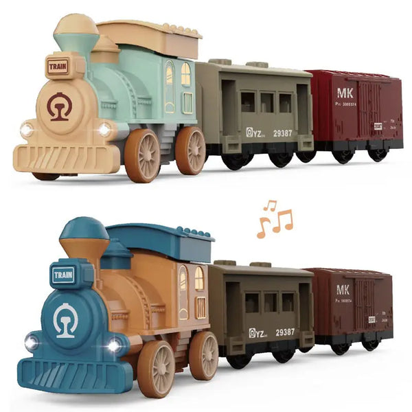 HKM-681427 Friction Inertia Train Toy with Music for Kids - Assembly Puzzle Hand Push-Pull Play Car