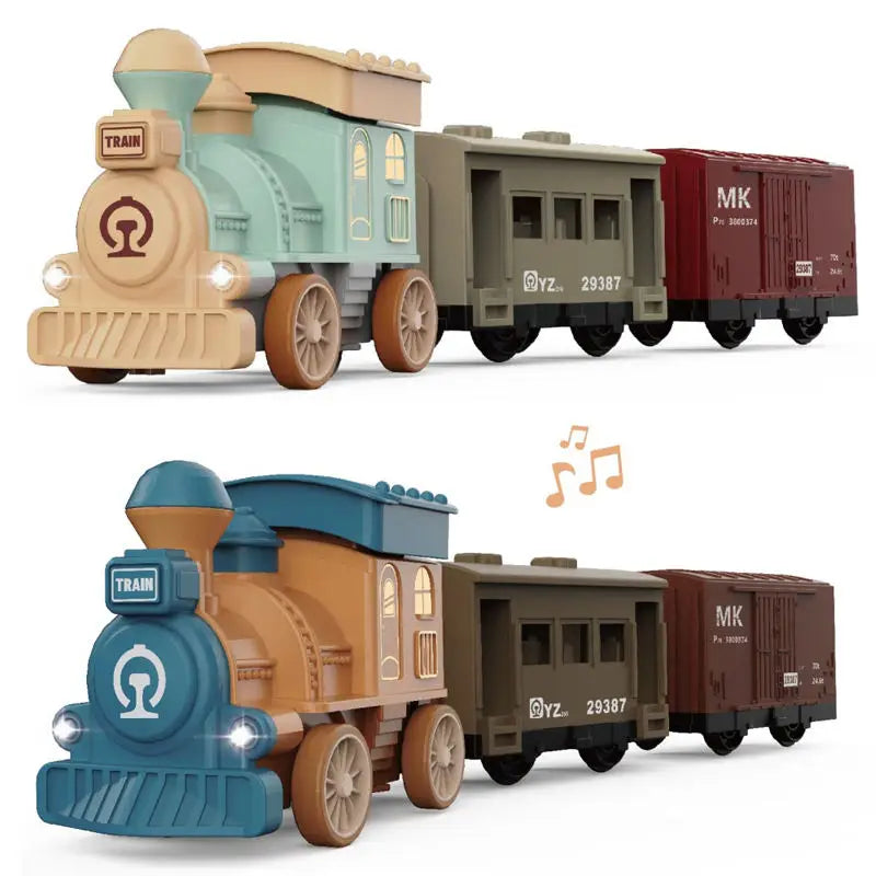 HKM-681427 Friction Inertia Train Toy with Music for Kids - Assembly Puzzle Hand Push-Pull Play Car
