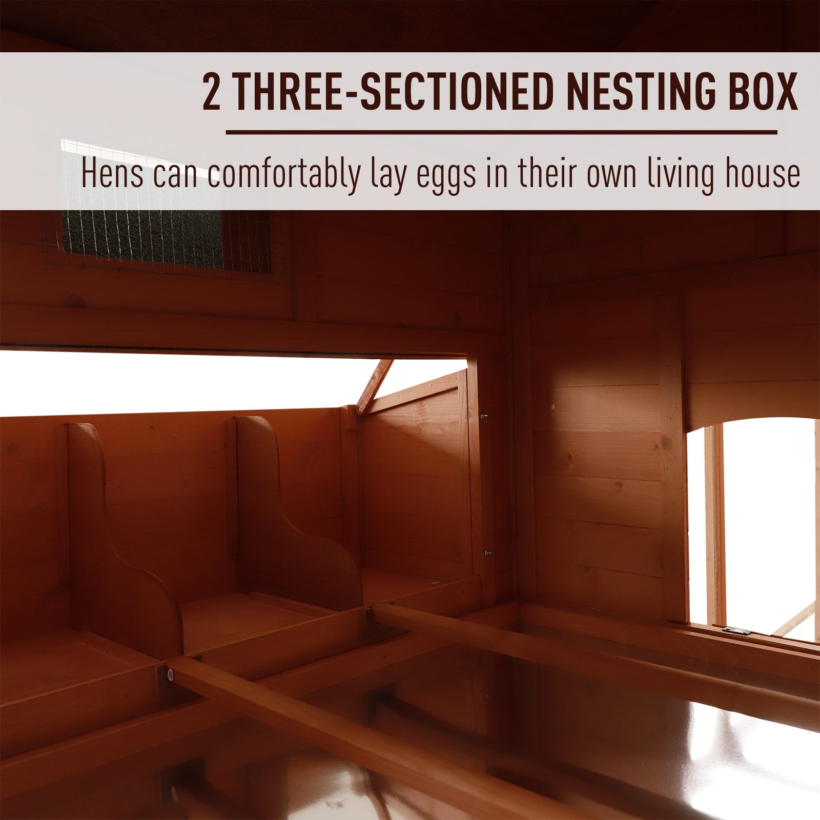 HKM-6814653 Deluxe 136.5" Chicken Coop with Nesting Box, Run, and Lockable Doors for Backyard Use