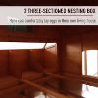 HKM-6814653 Deluxe 136.5" Chicken Coop with Nesting Box, Run, and Lockable Doors for Backyard Use