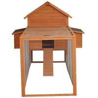 HKM-6814653 Deluxe 136.5" Chicken Coop with Nesting Box, Run, and Lockable Doors for Backyard Use