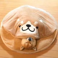 HKM-6815037 Corgi Dorayaki Plush Sleeping Mat for Cats and Dogs, Soft Flannel Pet Nest, 85cm Diameter