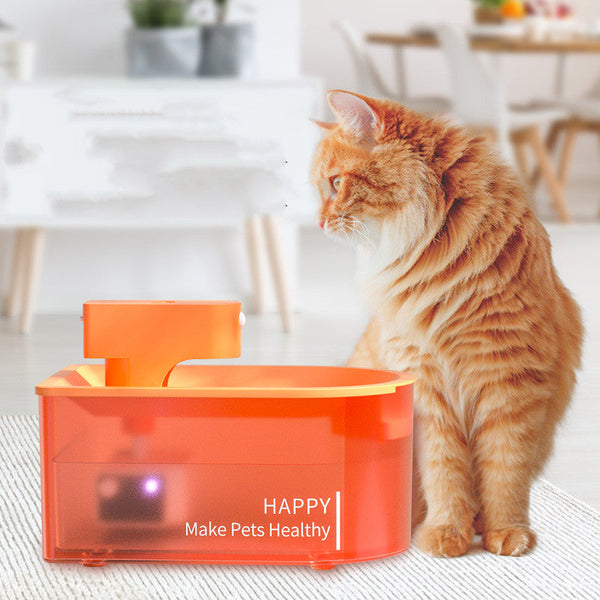 HKM-6816829 Infrared Induction Wireless Pet Water Dispenser with 1.8L Capacity, Orange Color