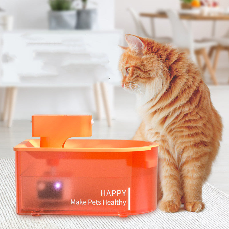 HKM-6816829 Infrared Induction Wireless Pet Water Dispenser with 1.8L Capacity, Orange Color