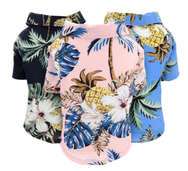 HKM-6817341 Cotton Printed T-Shirt for Small and Medium Dogs and Cats in Blue and White Colors