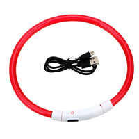 HKM-6818749 USB Rechargeable Luminous Pet Collar with Three Flashing Modes - 50 cm, Rubber and ABS/PVC Material