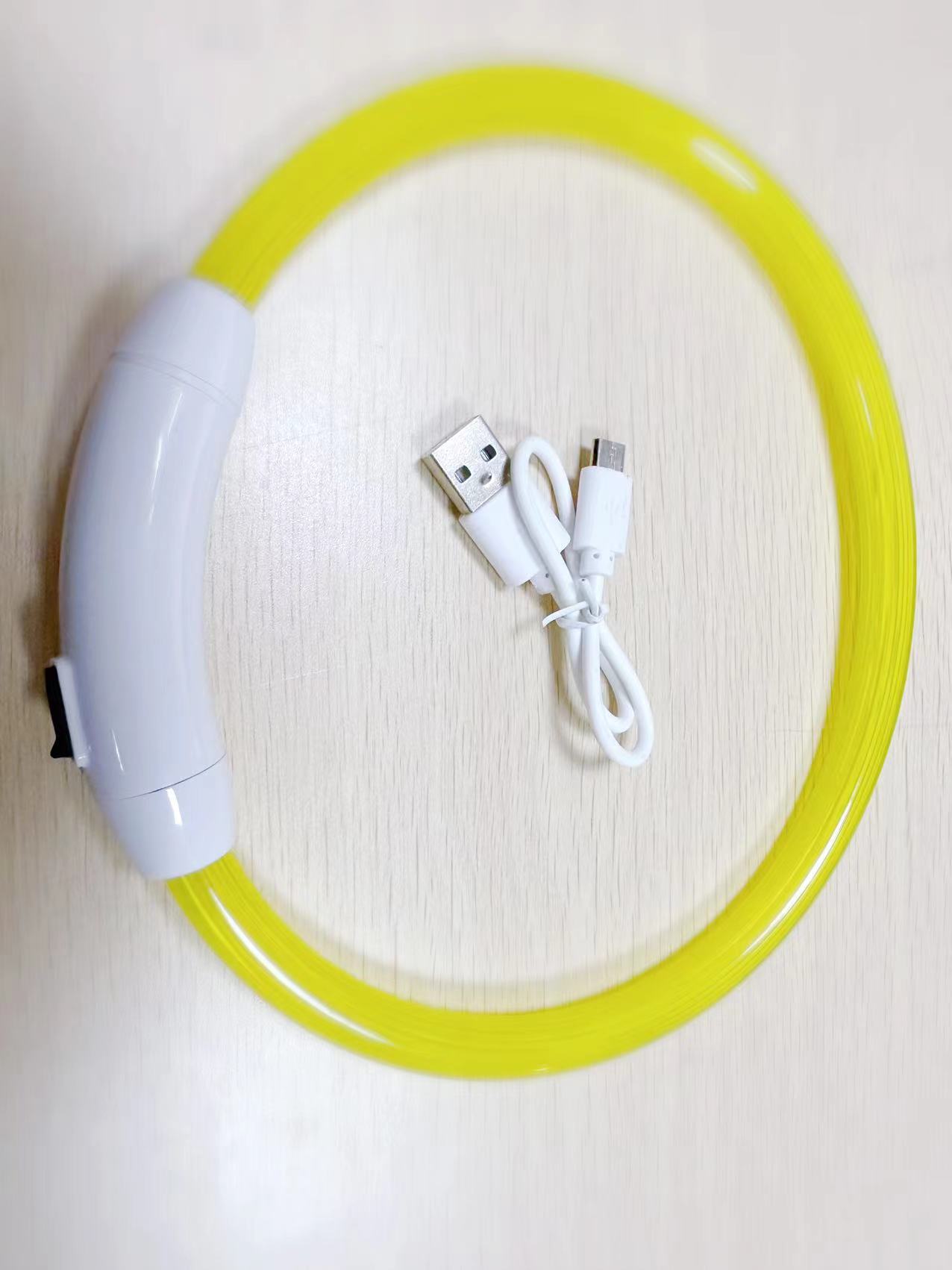 HKM-6818749 USB Rechargeable Luminous Pet Collar with Three Flashing Modes - 50 cm, Rubber and ABS/PVC Material