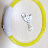 HKM-6818749 USB Rechargeable Luminous Pet Collar with Three Flashing Modes - 50 cm, Rubber and ABS/PVC Material