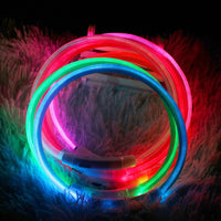 HKM-6818749 USB Rechargeable Luminous Pet Collar with Three Flashing Modes - 50 cm, Rubber and ABS/PVC Material