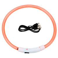 HKM-6818749 USB Rechargeable Luminous Pet Collar with Three Flashing Modes - 50 cm, Rubber and ABS/PVC Material