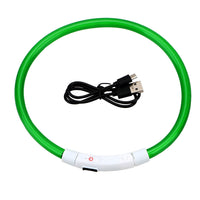 HKM-6818749 USB Rechargeable Luminous Pet Collar with Three Flashing Modes - 50 cm, Rubber and ABS/PVC Material