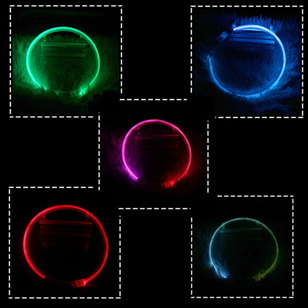 HKM-6818749 USB Rechargeable Luminous Pet Collar with Three Flashing Modes - 50 cm, Rubber and ABS/PVC Material