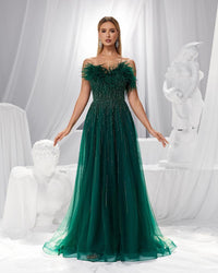 HKM-681875 Elegant Green Evening Gown for Women - Model EZ25187