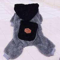 HKM-6819133 Thickened Plush Cotton Dog and Cat Clothes - Casual Four-Legged Outfit in Black and Gray