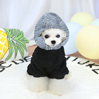 HKM-6819133 Thickened Plush Cotton Dog and Cat Clothes - Casual Four-Legged Outfit in Black and Gray