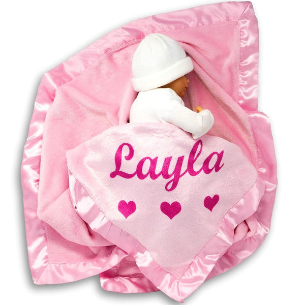 HKM-682003 Laser Embroidered Flannel Satin Blanket with Edging in Multiple Colors and Sizes