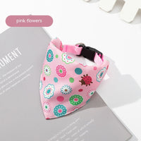 HKM-6820925 Pet Saliva Towel Dog Scarf - Cute Patterns in Blue, Pink, Orange, and Green, Size S, M, L