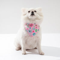 HKM-6820925 Pet Saliva Towel Dog Scarf - Cute Patterns in Blue, Pink, Orange, and Green, Size S, M, L