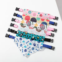 HKM-6820925 Pet Saliva Towel Dog Scarf - Cute Patterns in Blue, Pink, Orange, and Green, Size S, M, L