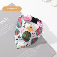 HKM-6820925 Pet Saliva Towel Dog Scarf - Cute Patterns in Blue, Pink, Orange, and Green, Size S, M, L